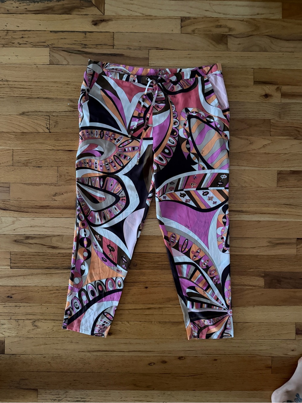 Emilio Pucci multicolored printed silk draw string pants